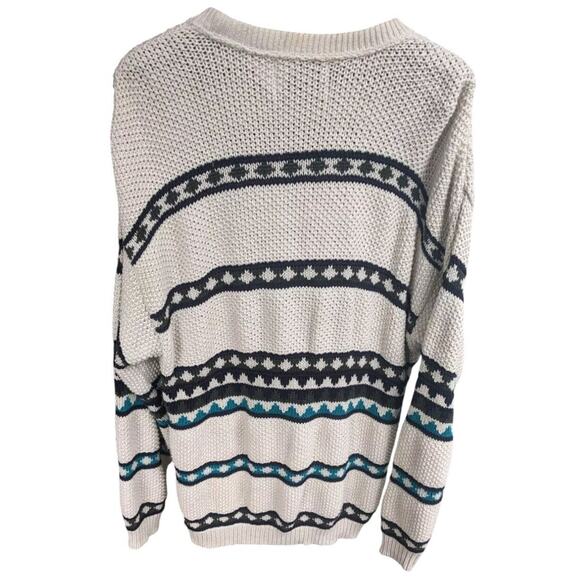 90s Intarsia Sweater Mens S Oversized Cotton Pullover Striped VTG Free Fall USA - Picture 5 of 6